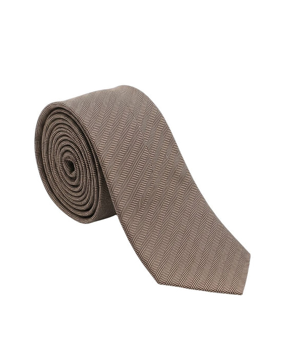 Armani Collezioni Mens Taupe / Beige Fine Herringbone Neck Tie