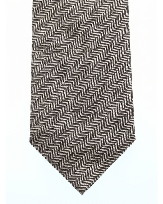 Armani Collezioni Mens Taupe / Beige Fine Herringbone Neck Tie