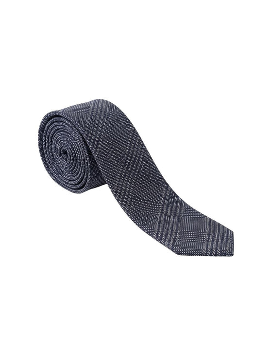 Armani Collezioni Mens Charcoal / Light Gray Diagonal Check Neck Tie