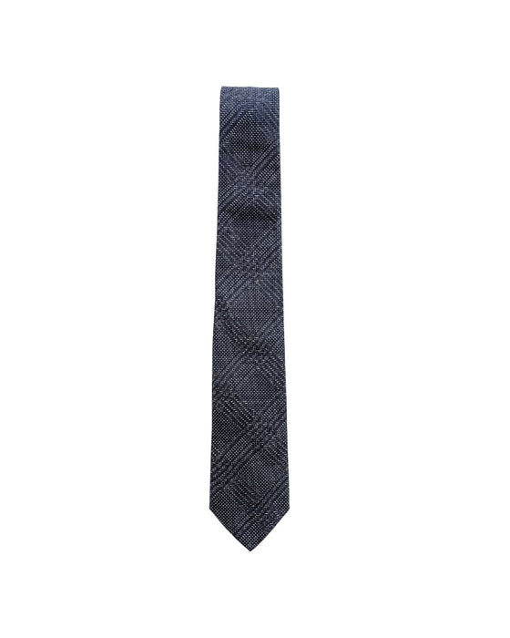 Armani Collezioni Mens Charcoal / Light Gray Diagonal Check Neck Tie