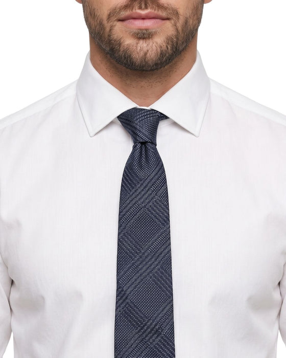 Armani Collezioni Mens Charcoal / Light Gray Diagonal Check Neck Tie