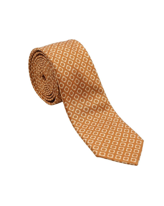 Armani Collezioni Mens Orange / Gold Geometric Silk Neck Tie