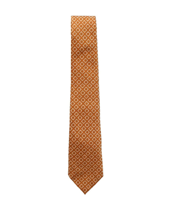 Armani Collezioni Mens Orange / Gold Geometric Silk Neck Tie