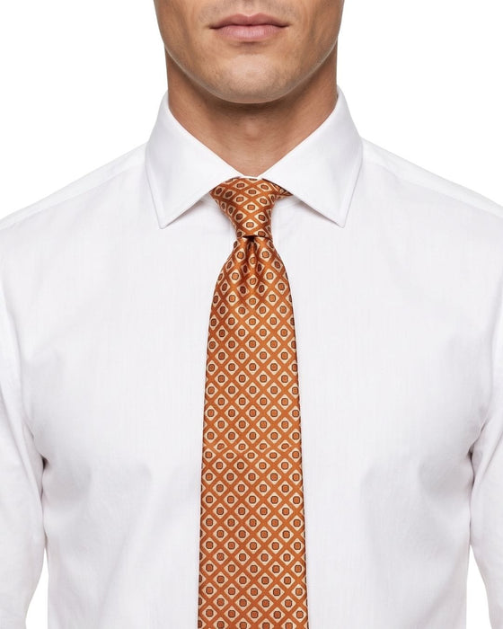 Armani Collezioni Mens Orange / Gold Geometric Silk Neck Tie