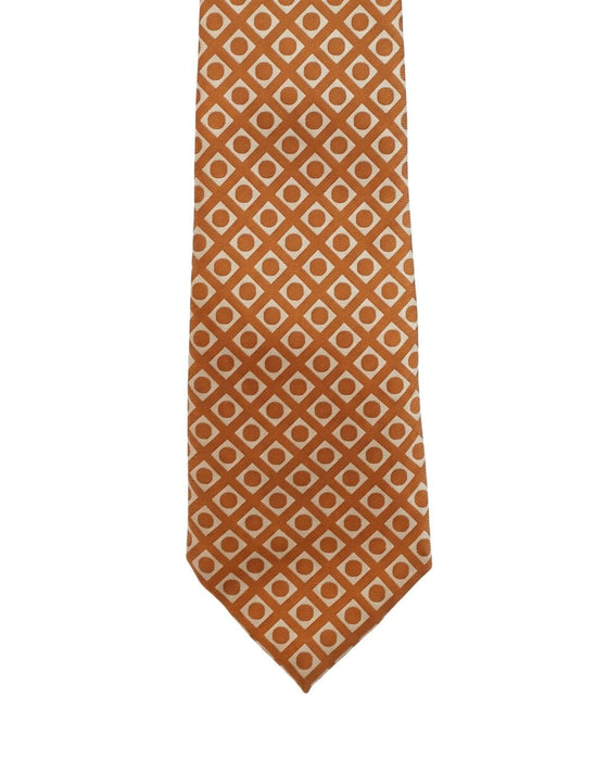 Armani Collezioni Mens Orange / Gold Geometric Silk Neck Tie