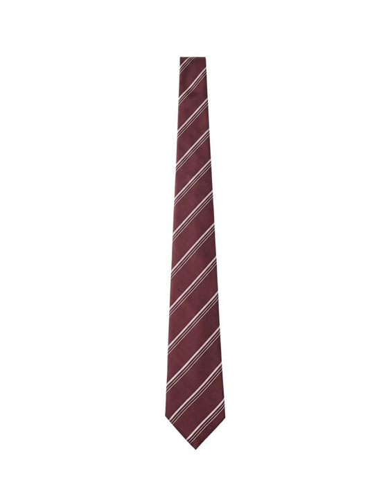 Armani Collezioni Mens Burgundy / White Diagonal Stripe Silk Neck Tie