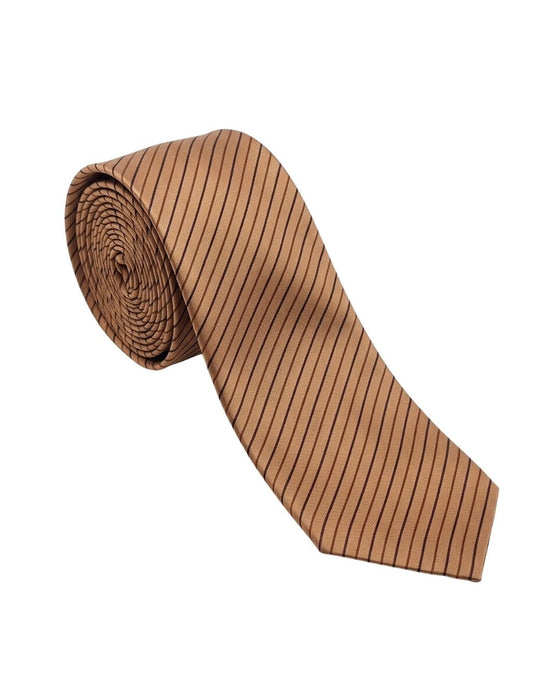 Armani Collezioni Mens Tan / Brown Pinstripe Silk Neck Tie
