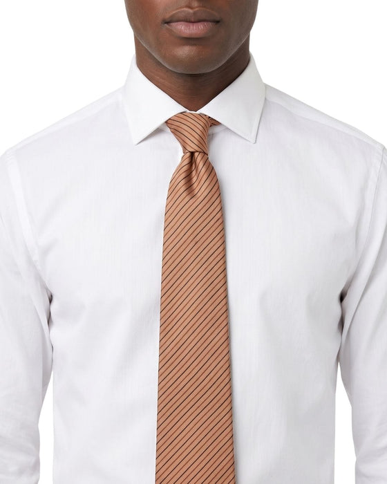 Armani Collezioni Mens Tan / Brown Pinstripe Silk Neck Tie