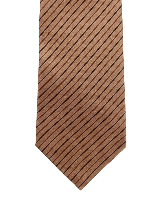Armani Collezioni Mens Tan / Brown Pinstripe Silk Neck Tie