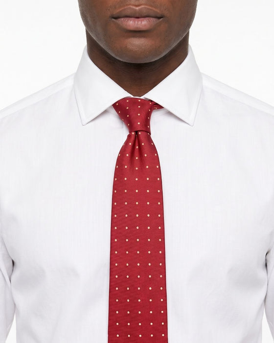 Armani Collezione Mens Red / White Polka Dot Neck Tie