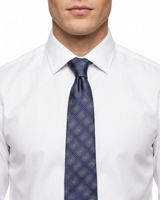 Armani Collezioni Mens Blue / Navy Tonal Diamond Check Neck Tie