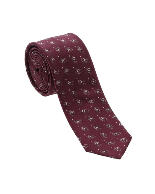 Armani Collezioni Mens Burgundy / Gray Micro Paisley Neck Tie