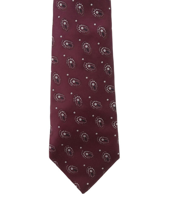 Armani Collezioni Mens Burgundy / Gray Micro Paisley Neck Tie