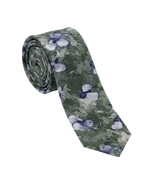Armani Collezioni Mens Green / Lavender Watercolor Floral Neck Tie