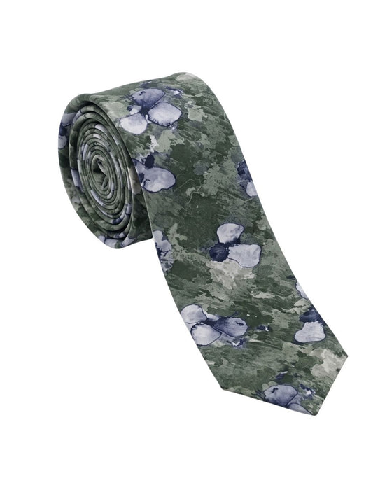 Armani Collezioni Mens Green / Lavender Watercolor Floral Neck Tie