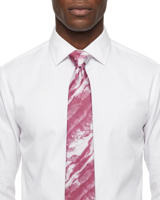 Armani Collezioni Mens Pink / White Abstract Silk Neck Tie