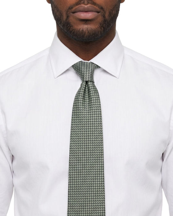 Armani Collezioni Mens Sage Green / Black Micro Geometric Neck Tie