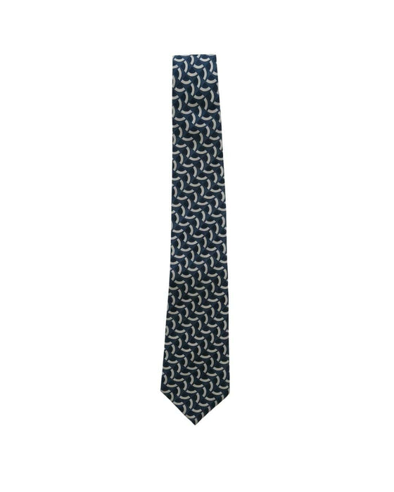 Armani Collezioni Mens Navy Blue / Beige Curved Geometric Neck Tie