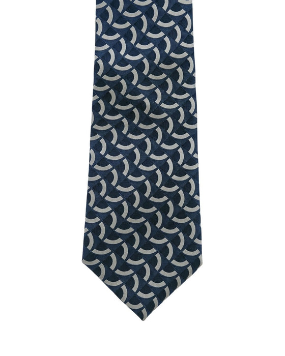 Armani Collezioni Mens Navy Blue / Beige Curved Geometric Neck Tie