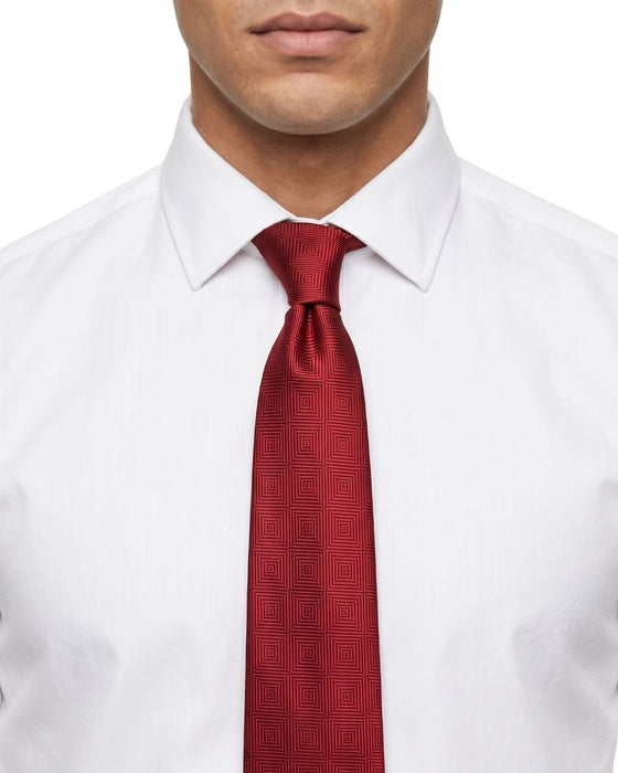 Armani Collezioni Mens Red Solid Silk Neck Tie