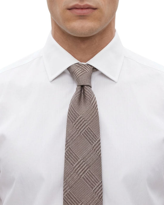 Armani Collezioni Mens Gray Plaid Silk Neck Tie