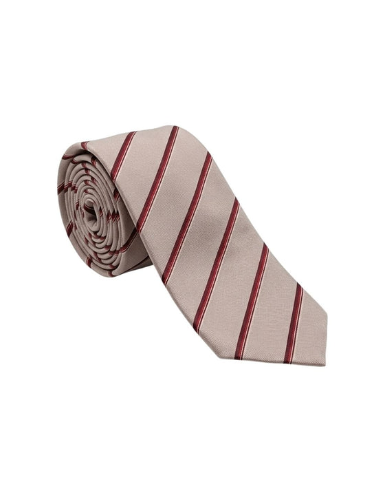 Armani Collezioni Mens Ivory / Red Diagonal Stripe Silk Neck Tie