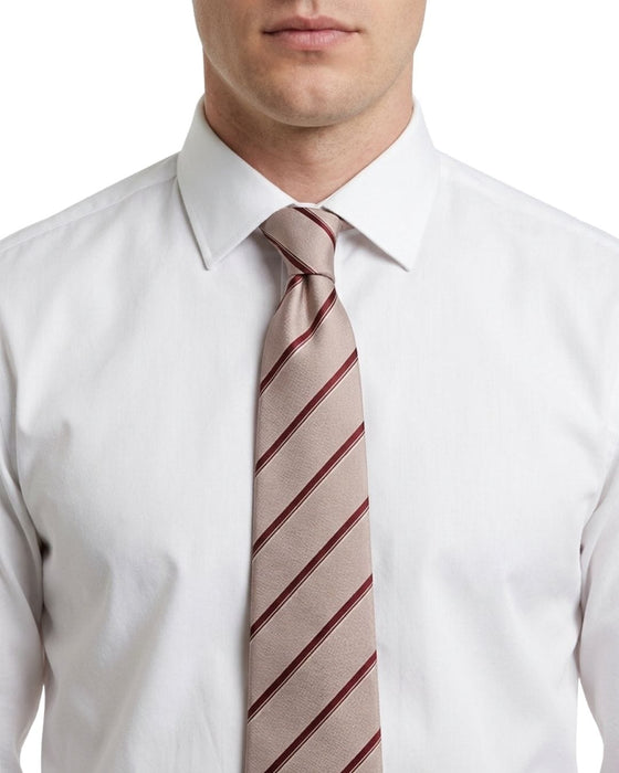 Armani Collezioni Mens Ivory / Red Diagonal Stripe Silk Neck Tie