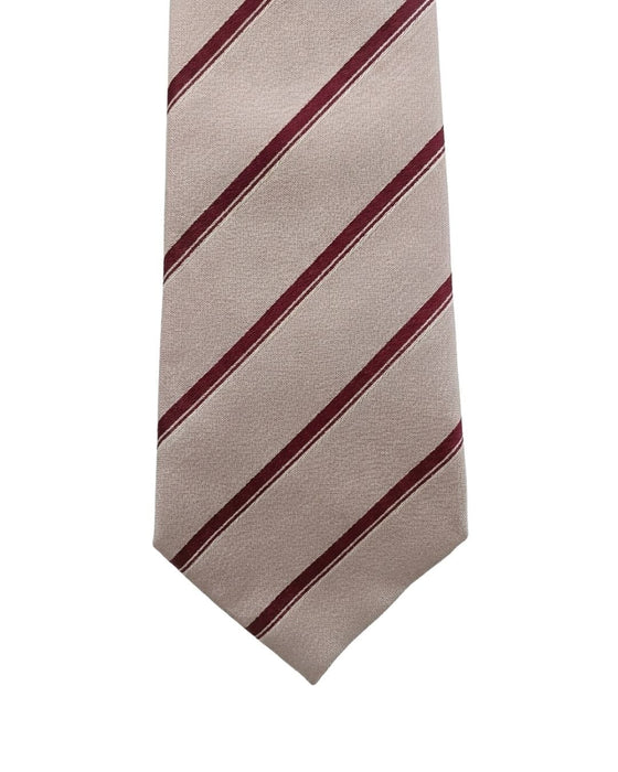 Armani Collezioni Mens Ivory / Red Diagonal Stripe Silk Neck Tie