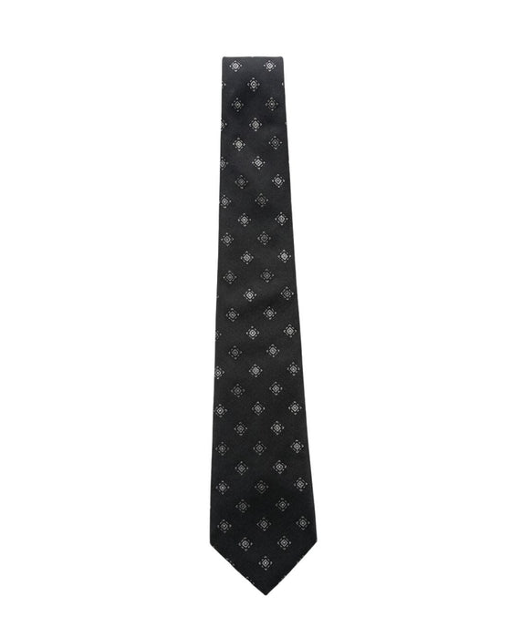 Armani Collezioni Mens Black / Silver Mini Motif Silk Neck Tie