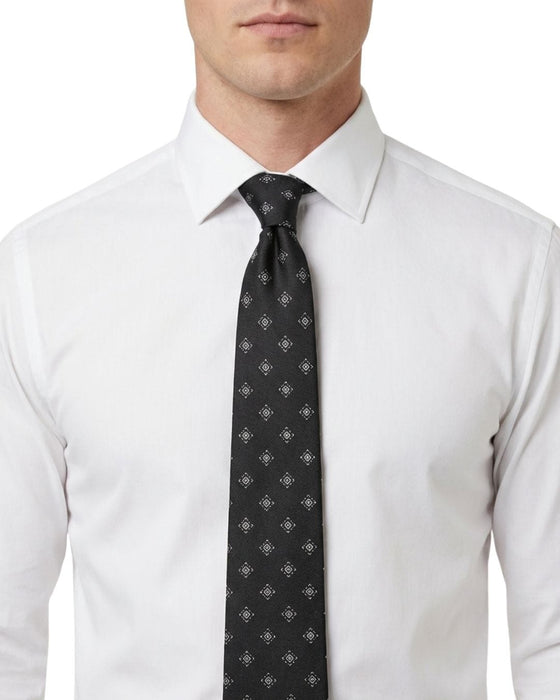 Armani Collezioni Mens Black / Silver Mini Motif Silk Neck Tie