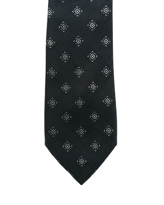 Armani Collezioni Mens Black / Silver Mini Motif Silk Neck Tie