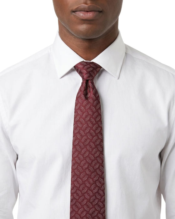 Armani Collezioni Mens Burgundy Geometric Silk Neck Tie