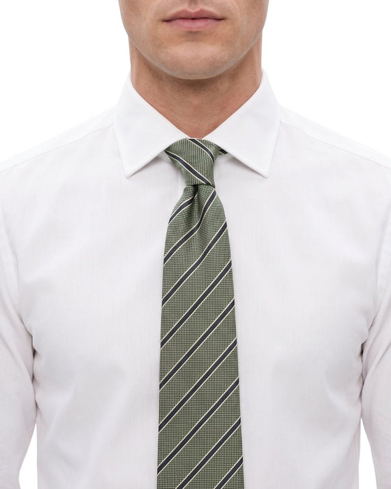 Armani Collezioni Mens Sage Green / Navy Diagonal Stripe Neck Tie