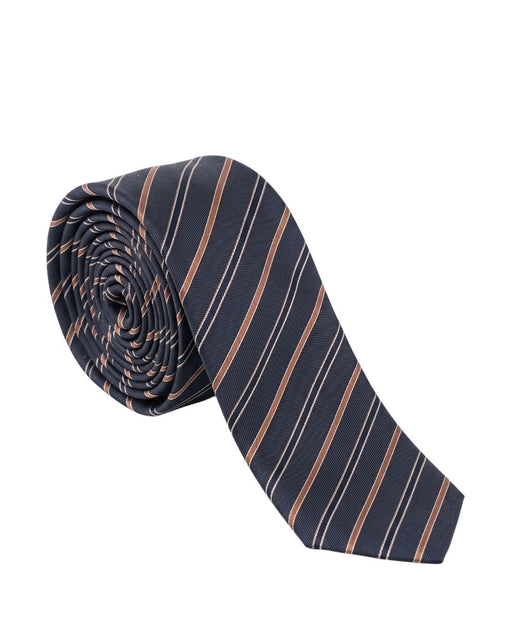 Armani Collezioni Mens Navy Blue / Tan Diagonal Stripe Neck Tie