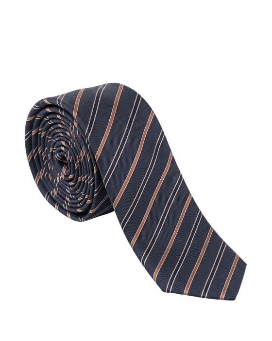 Armani Collezioni Mens Navy Blue / Tan Diagonal Stripe Neck Tie