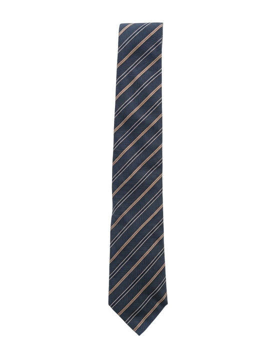 Armani Collezioni Mens Navy Blue / Tan Diagonal Stripe Neck Tie