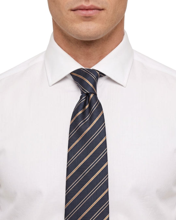 Armani Collezioni Mens Navy Blue / Tan Diagonal Stripe Neck Tie