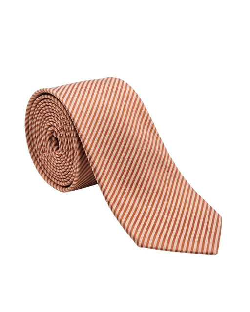 Armani Collezioni Mens Rust Orange / Cream Fine Diagonal Stripe Neck Tie