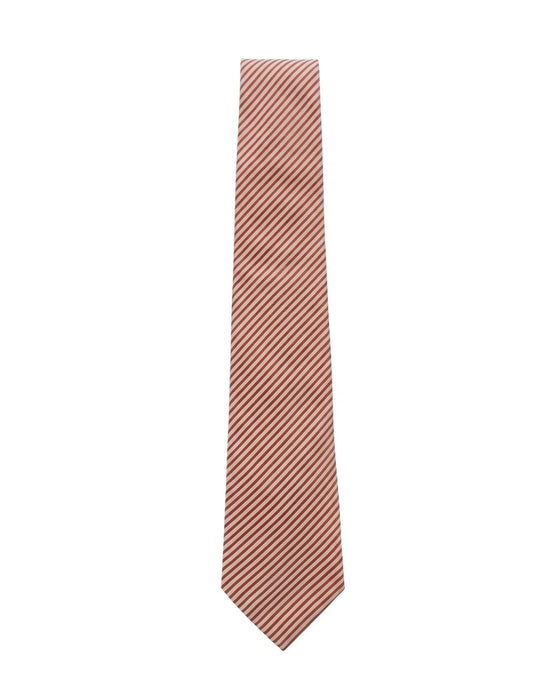 Armani Collezione Mens Rust Orange / Cream Fine Diagonal Stripe Neck Tie