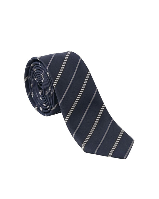 Armani Collezioni Mens Navy / Gray Diagonal Stripe Silk Neck Tie