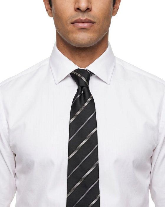 Armani Collezioni Mens Navy / Gray Diagonal Stripe Silk Neck Tie