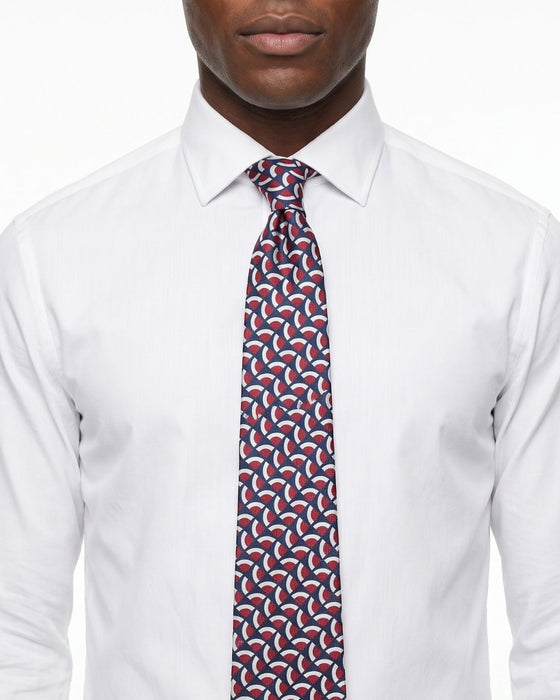 Armani Collezione Mens Navy Blue / Red / White Multicolor Geometric Neck Tie