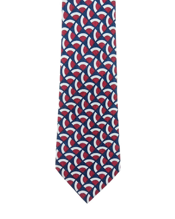 Armani Collezione Mens Navy Blue / Red / White Multicolor Geometric Neck Tie