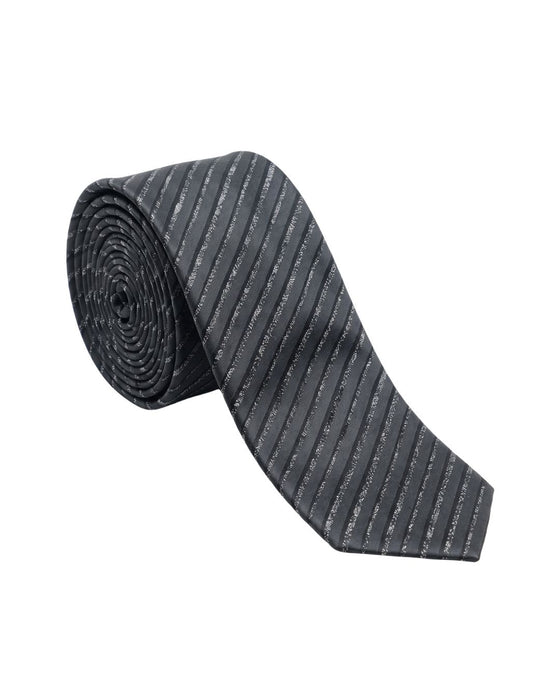 Armani Collezione Mens Charcoal Gray / Black Tonal Diagonal Stripe Neck Tie