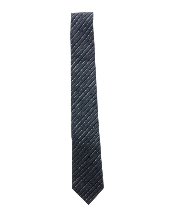 Armani Collezione Mens Charcoal Gray / Black Tonal Diagonal Stripe Neck Tie