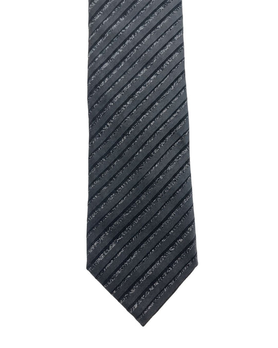 Armani Collezione Mens Charcoal Gray / Black Tonal Diagonal Stripe Neck Tie