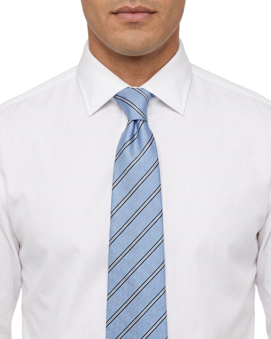 Armani Collezione Mens Light Blue / Navy Diagonal Stripe Neck Tie