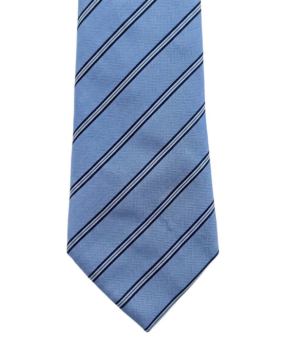 Armani Collezione Mens Light Blue / Navy Diagonal Stripe Neck Tie