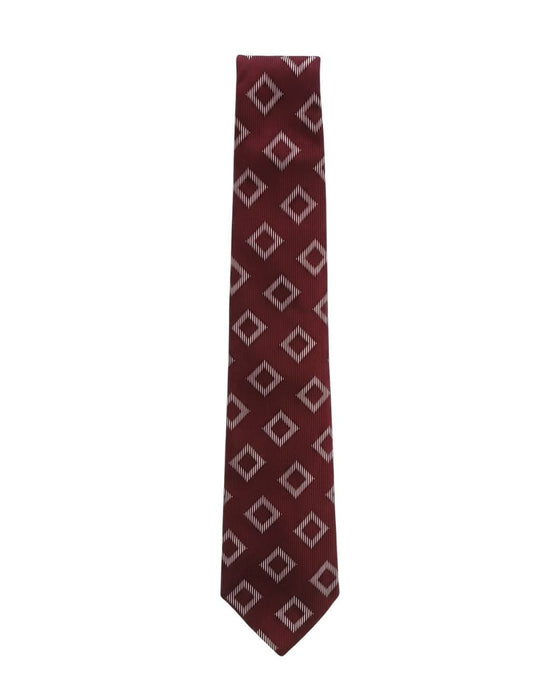 Armani Collezioni Mens Burgundy / Pink Diamond Geometric Neck Tie