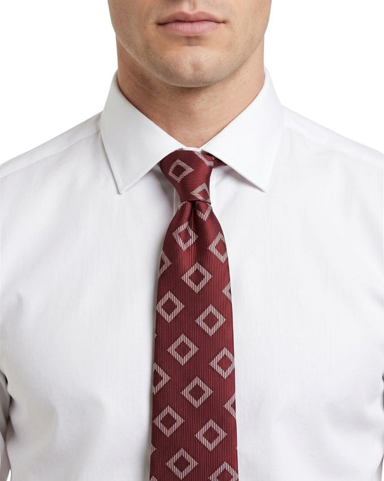Armani Collezioni Mens Burgundy / Pink Diamond Geometric Neck Tie